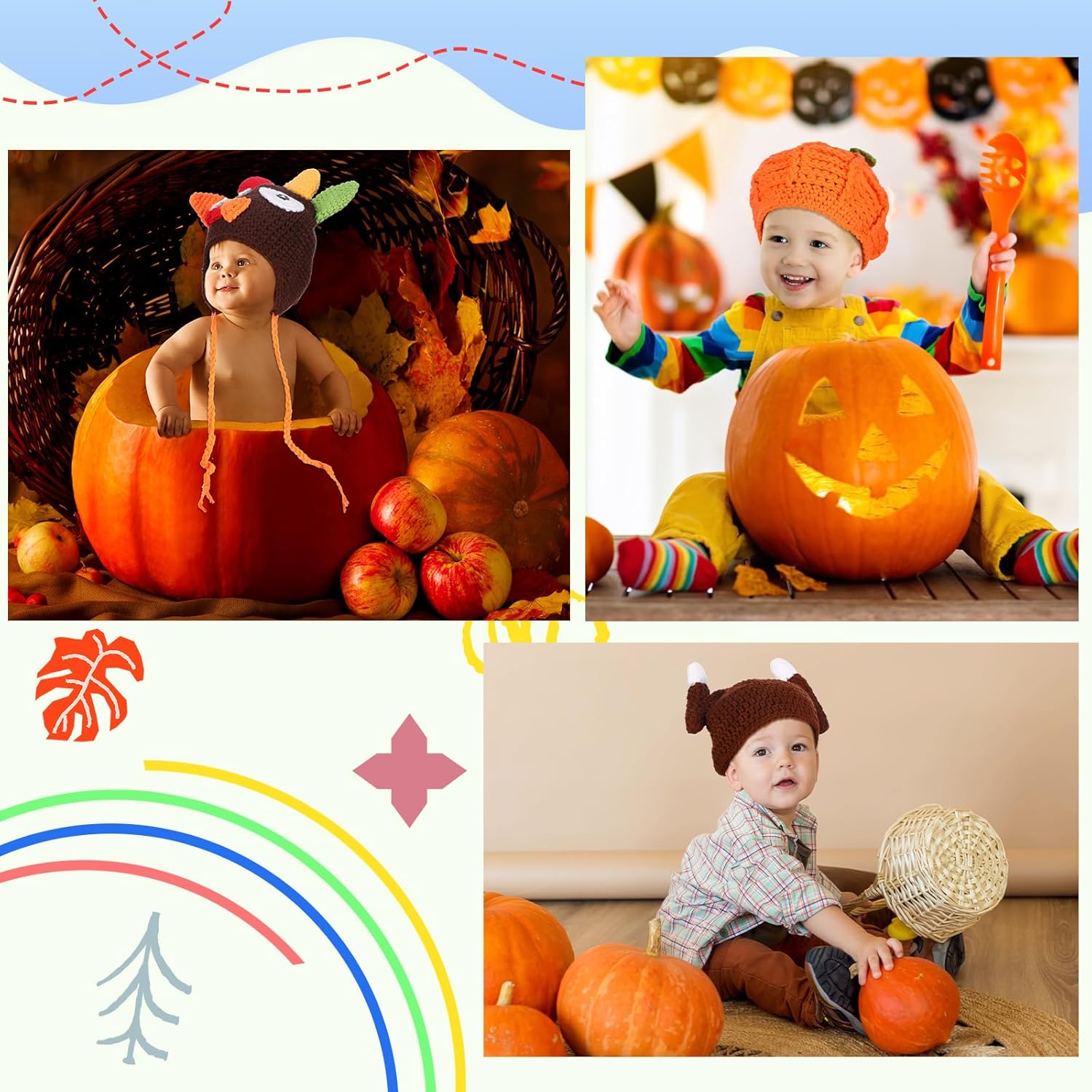 6-Piece Halloween Baby Crochet Beanie Set