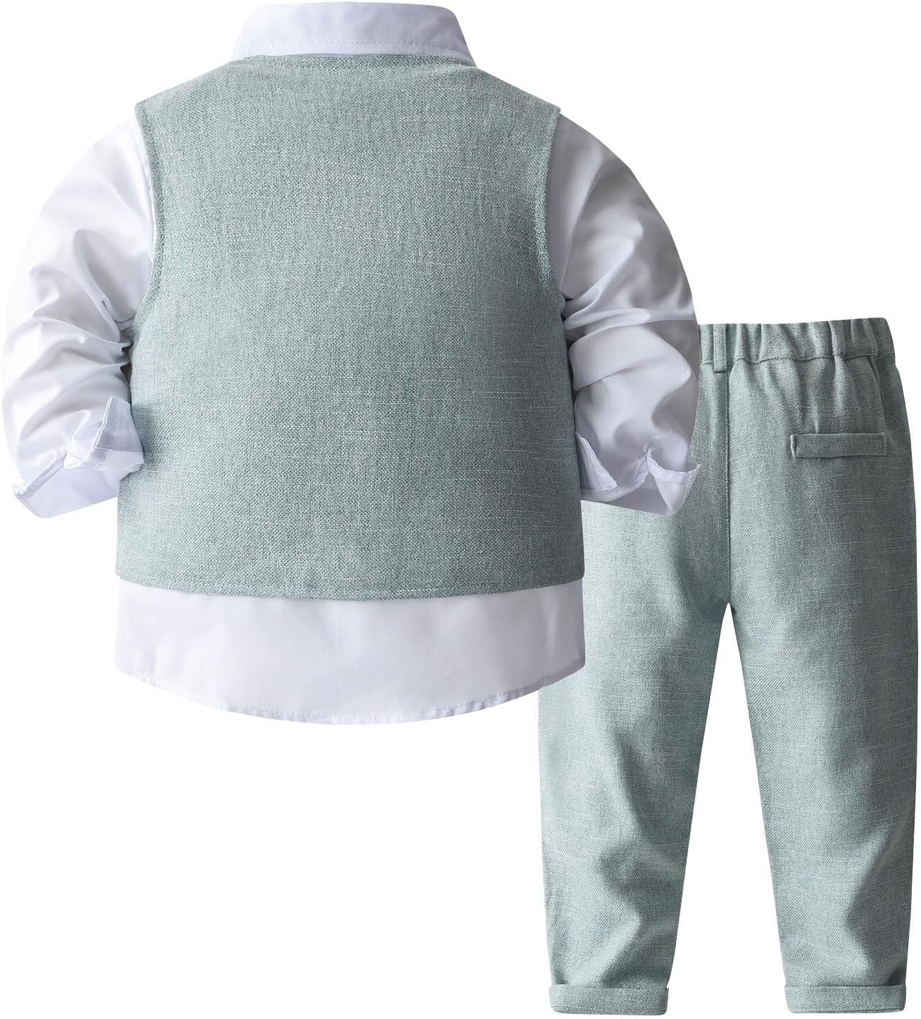 Toddler Baby Boys Formal Suit with Button Down Shirt and Elastic Waistcoat