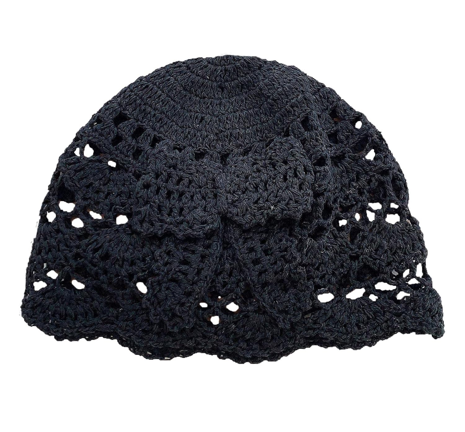 BIBITIME Crochet Bucket Hat with Bow Handmade Soft Headband for Women