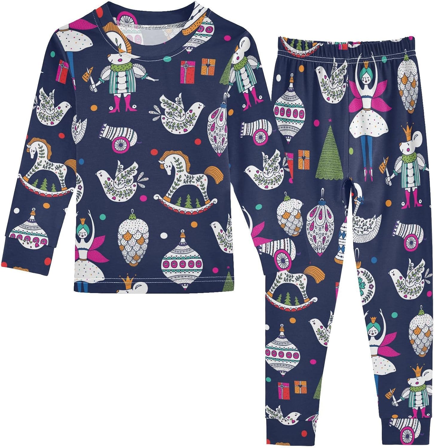 WIFIU Soft Cotton Pajama Set for Kids 18M-8Y Long Sleeve Sleepwear