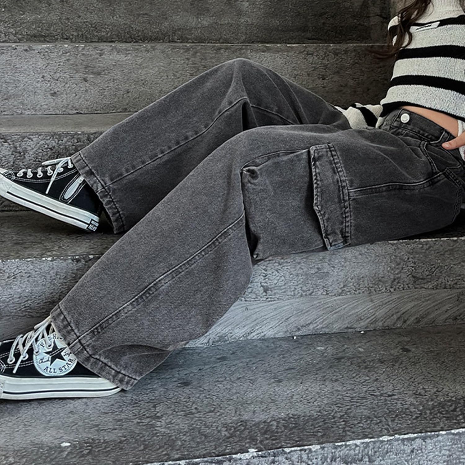 Denim Cargo Pants for Girls - Preppy Trendy and Comfortable