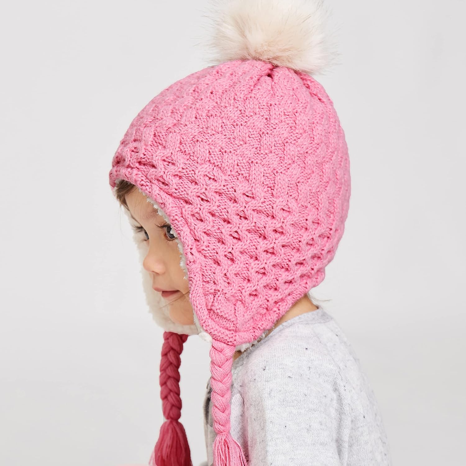 LANGZHEN Winter Fleece Beanie for Toddler Kids