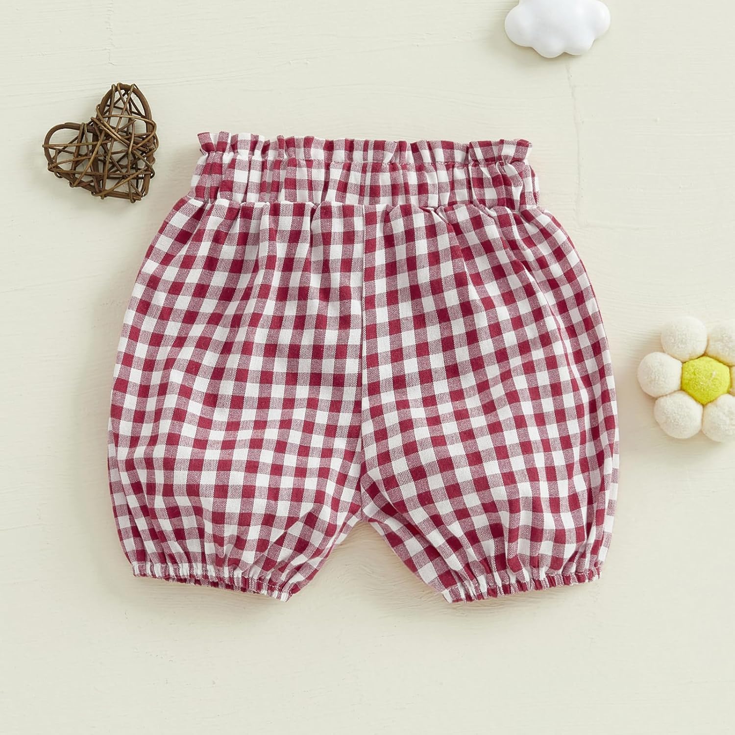 Emmababy Plaid Ruffle Blocked Shorts for Baby Pieced Elastic Waist Design