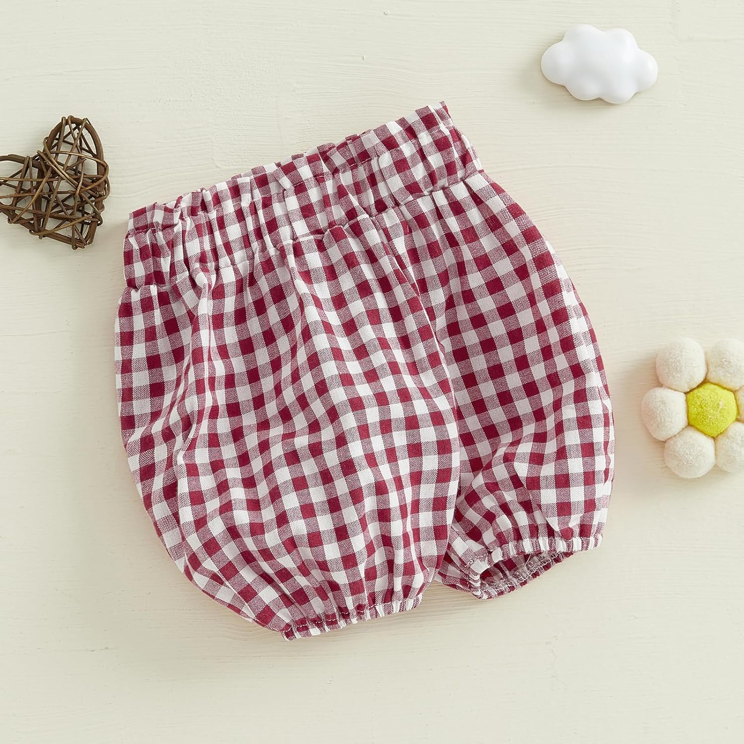 Emmababy Plaid Ruffle Blocked Shorts for Baby Pieced Elastic Waist Design