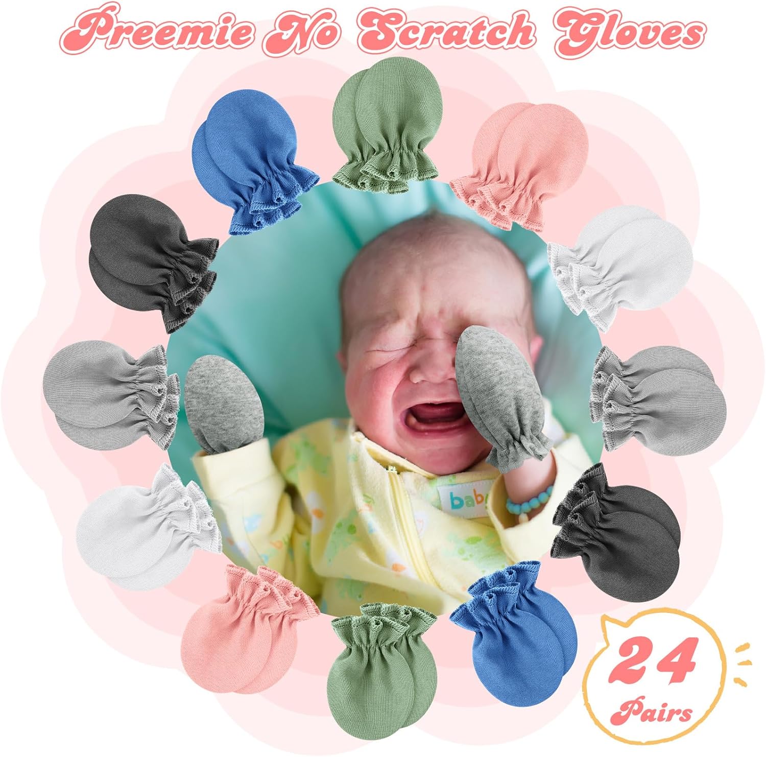 No-Scratch CottonPREMIE Baby Mittens