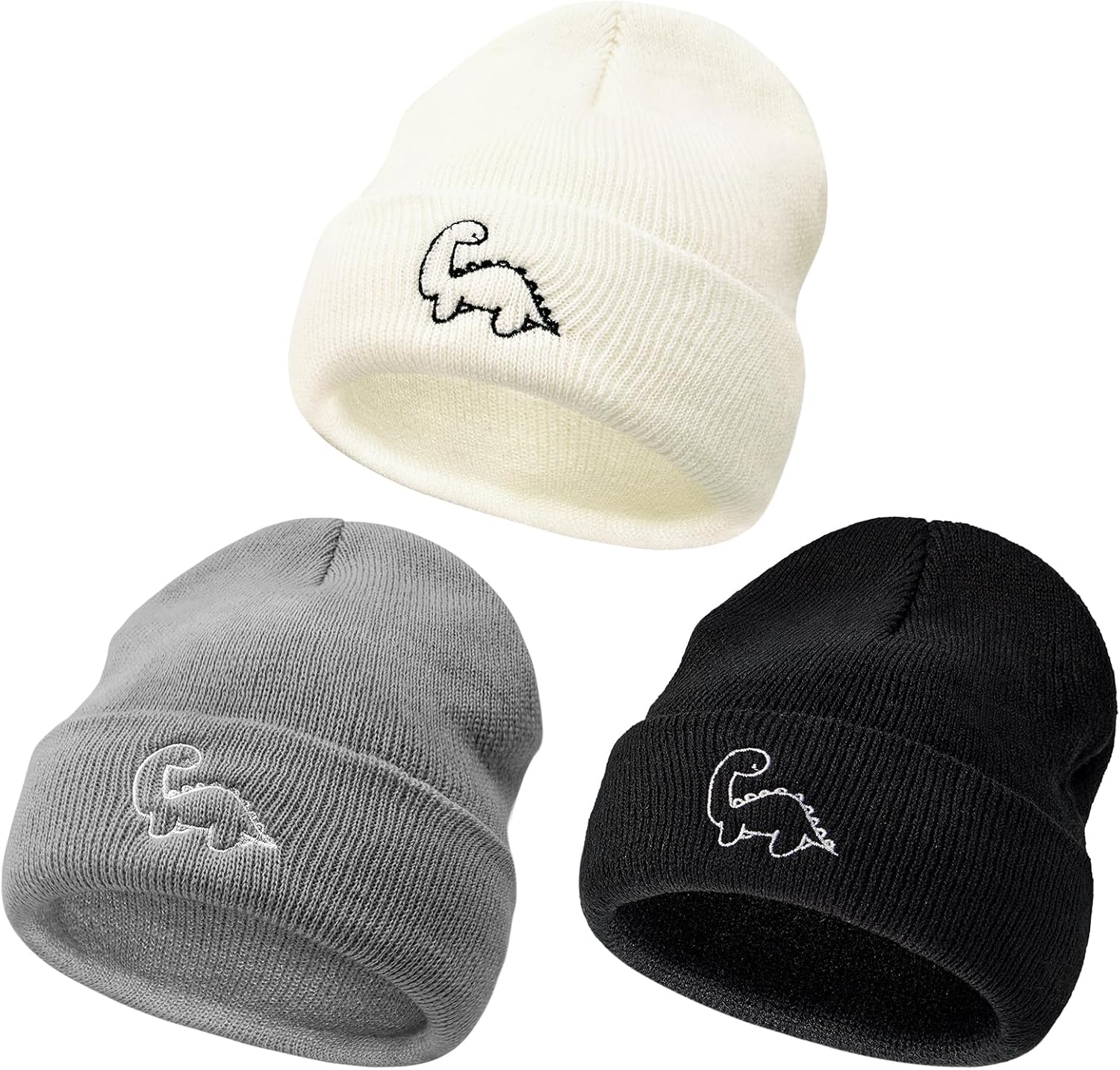 Cute Warm Dinosaur Toddler Beanie 3-Pack