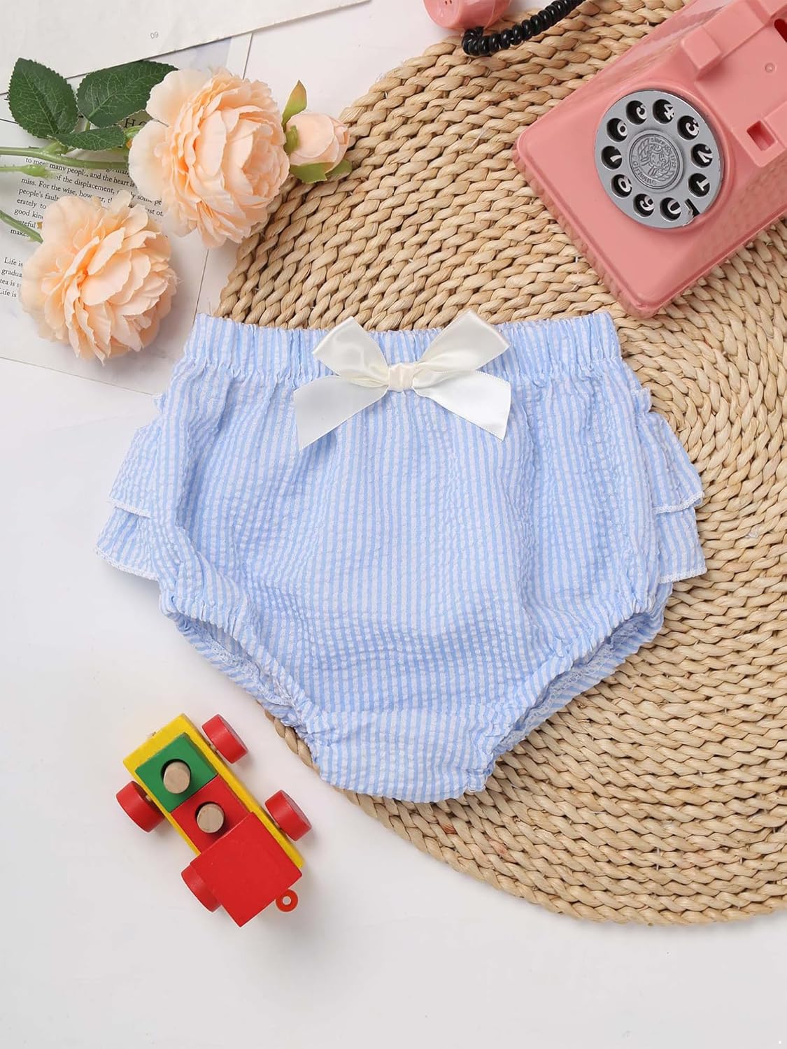 Cute Diapers Soft Breathable Ruffled Plaid Bloomers for Newborns