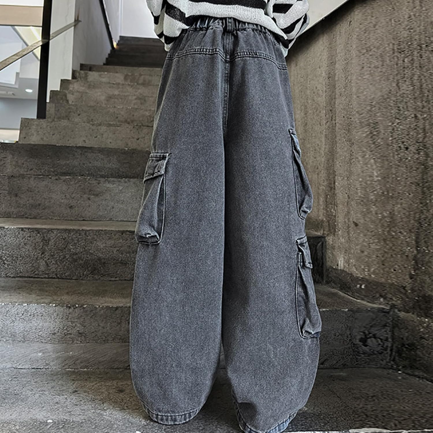 Denim Cargo Pants for Girls - Preppy Trendy and Comfortable