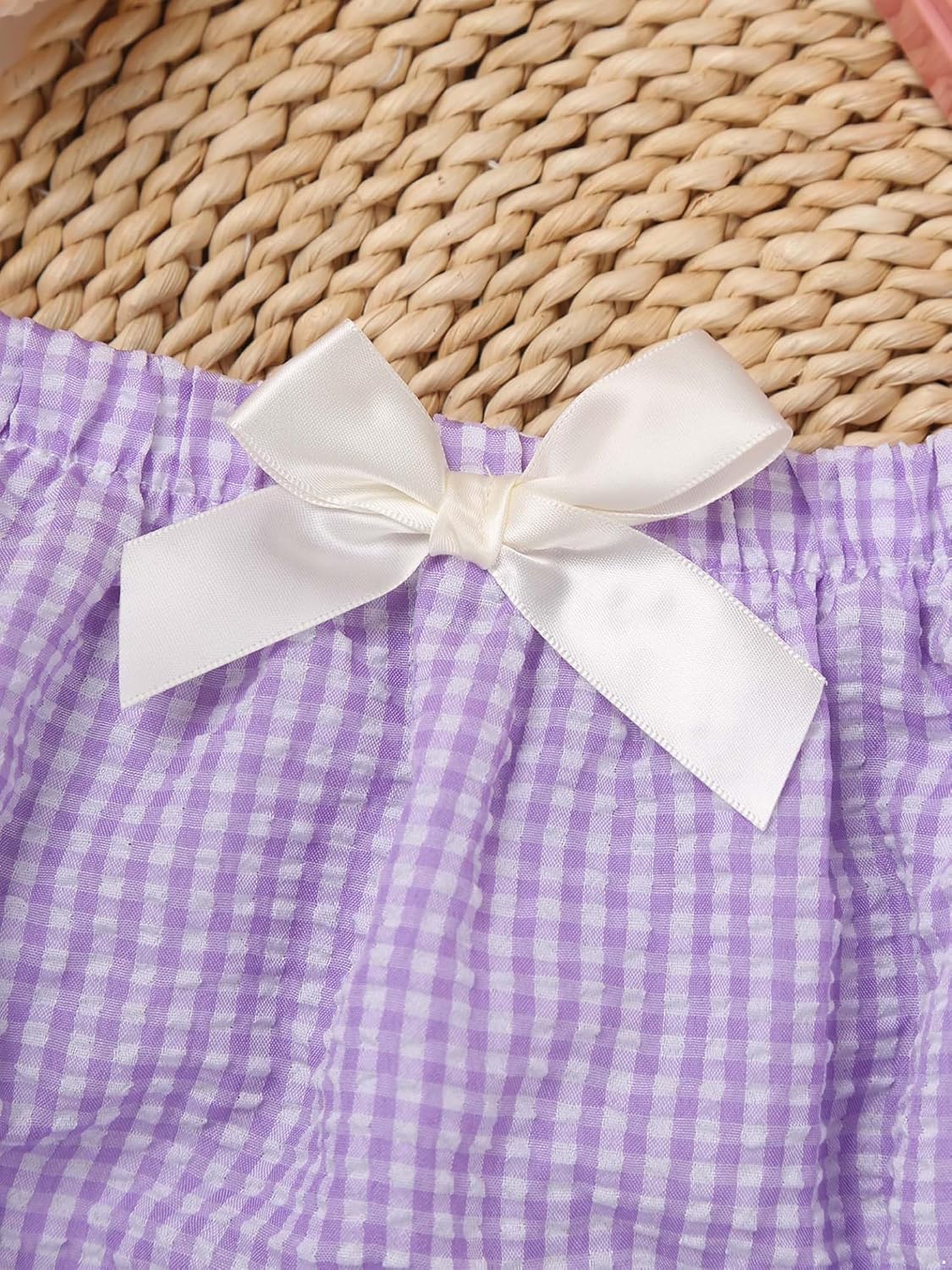 Baby Girls Boys Plaid Bloomers Ruffle Bow Tie Diaper Cover Shorts