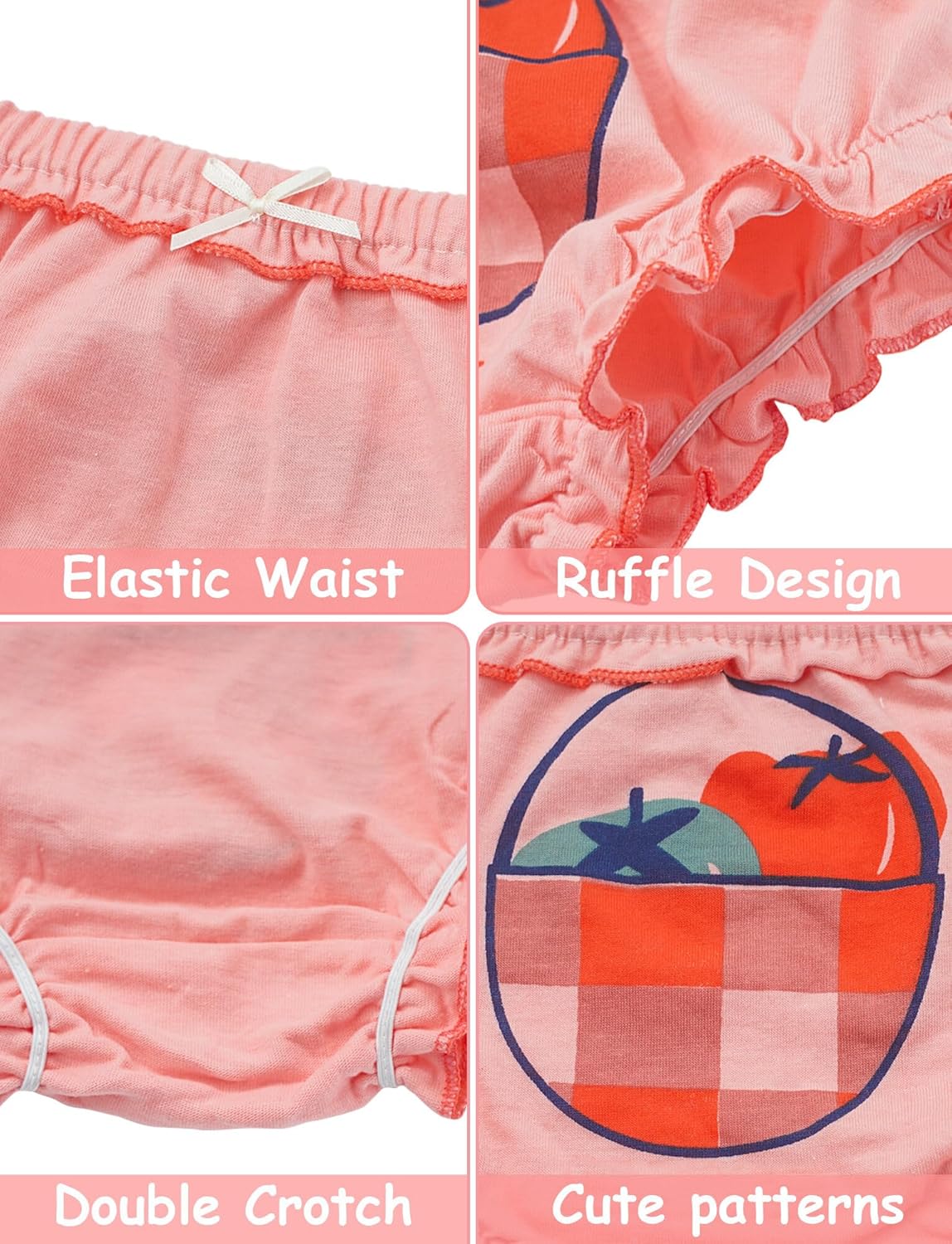 SEAUR Baby Girls Cotton Ruffle Bloomers 4-Pack