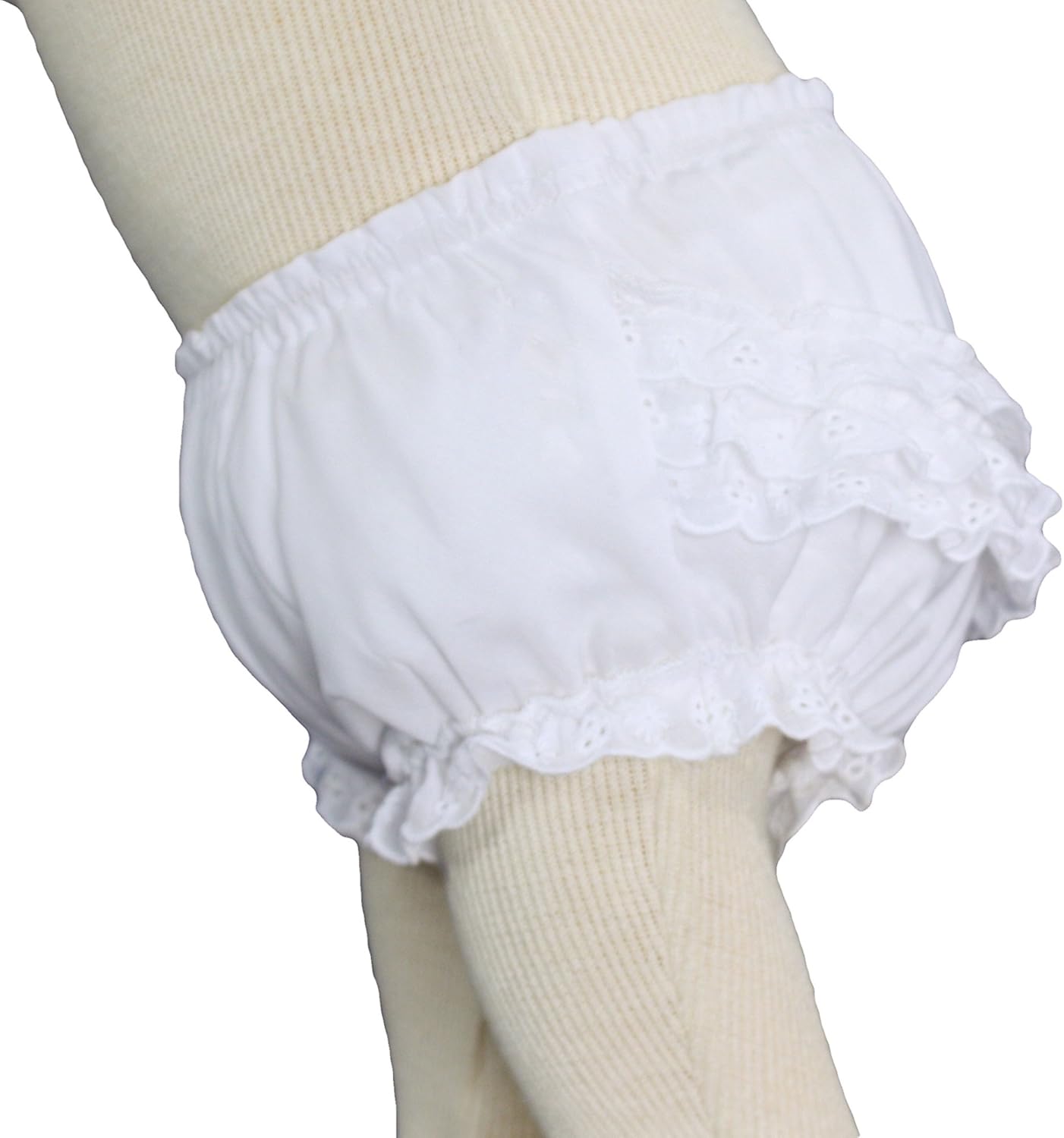 Baby Girls White Elastic Bloomer Diaper Cover