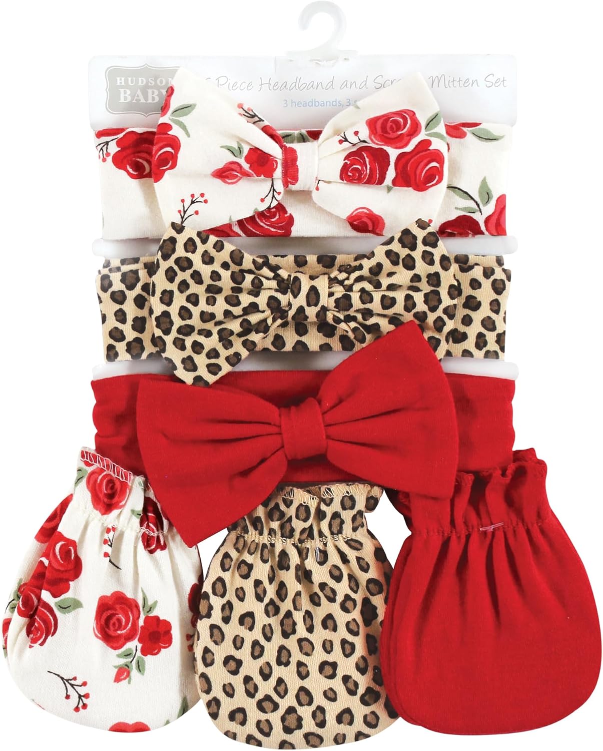 Hudson Baby Baby Girls Cotton Headband and Scratch Mitten Set