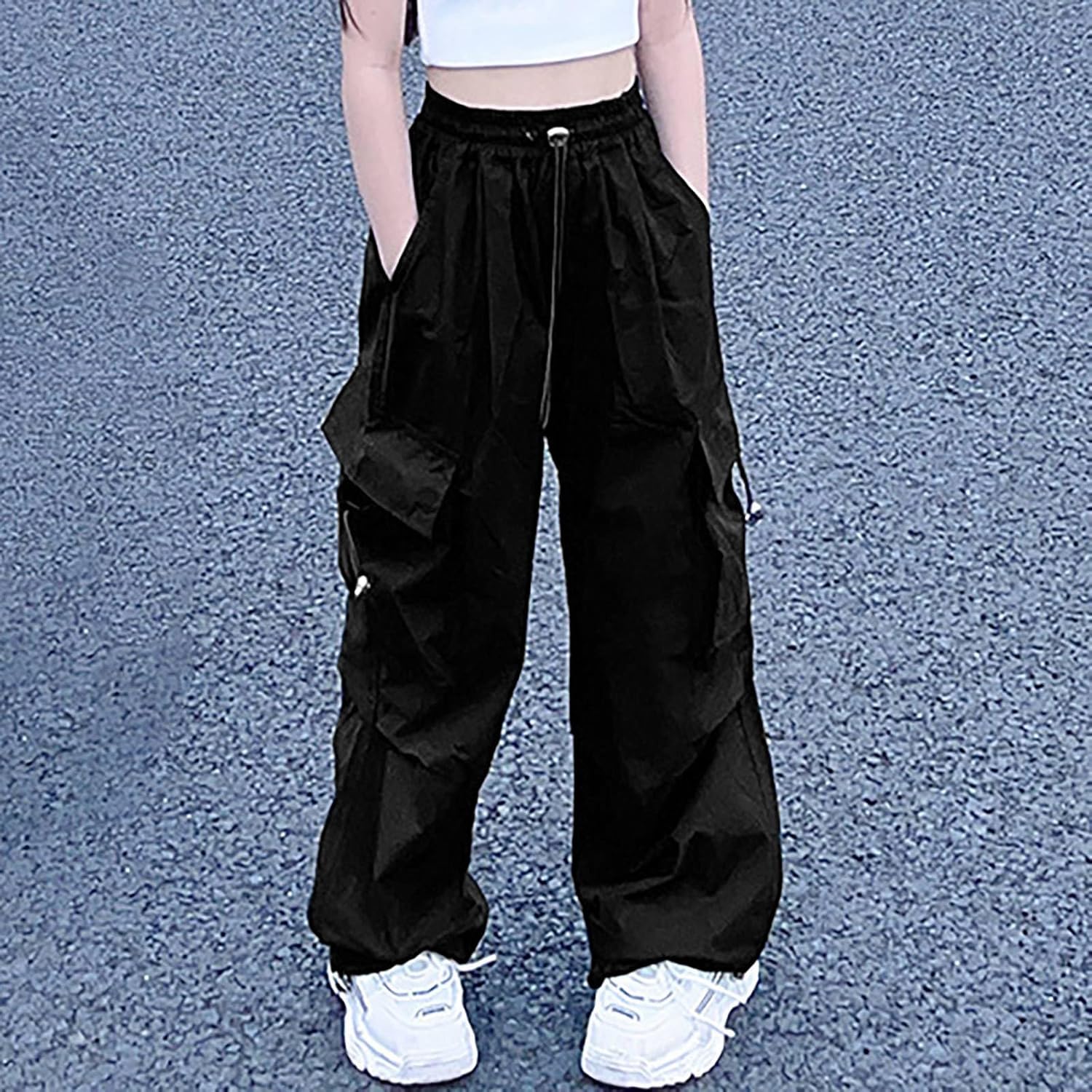 Elastic High-Waisted Drawstring Winter Pants for Girls