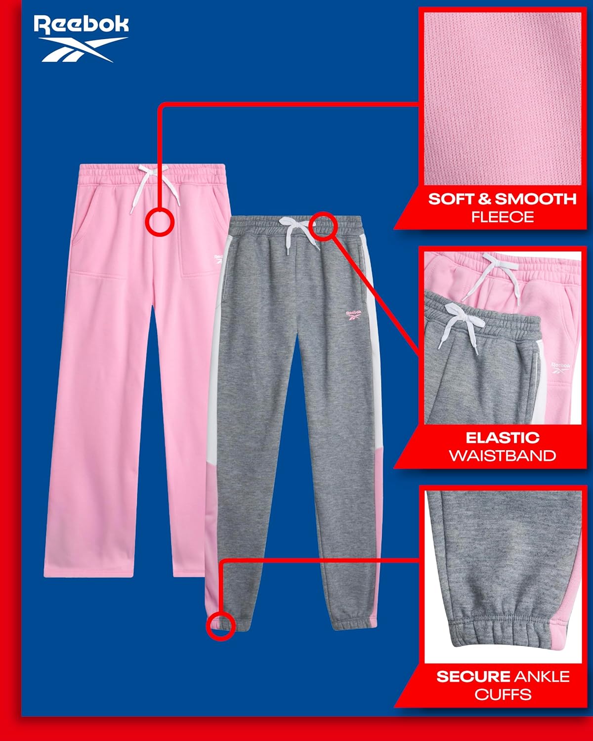 Reebok Girls Sweatpants - 2 Pack