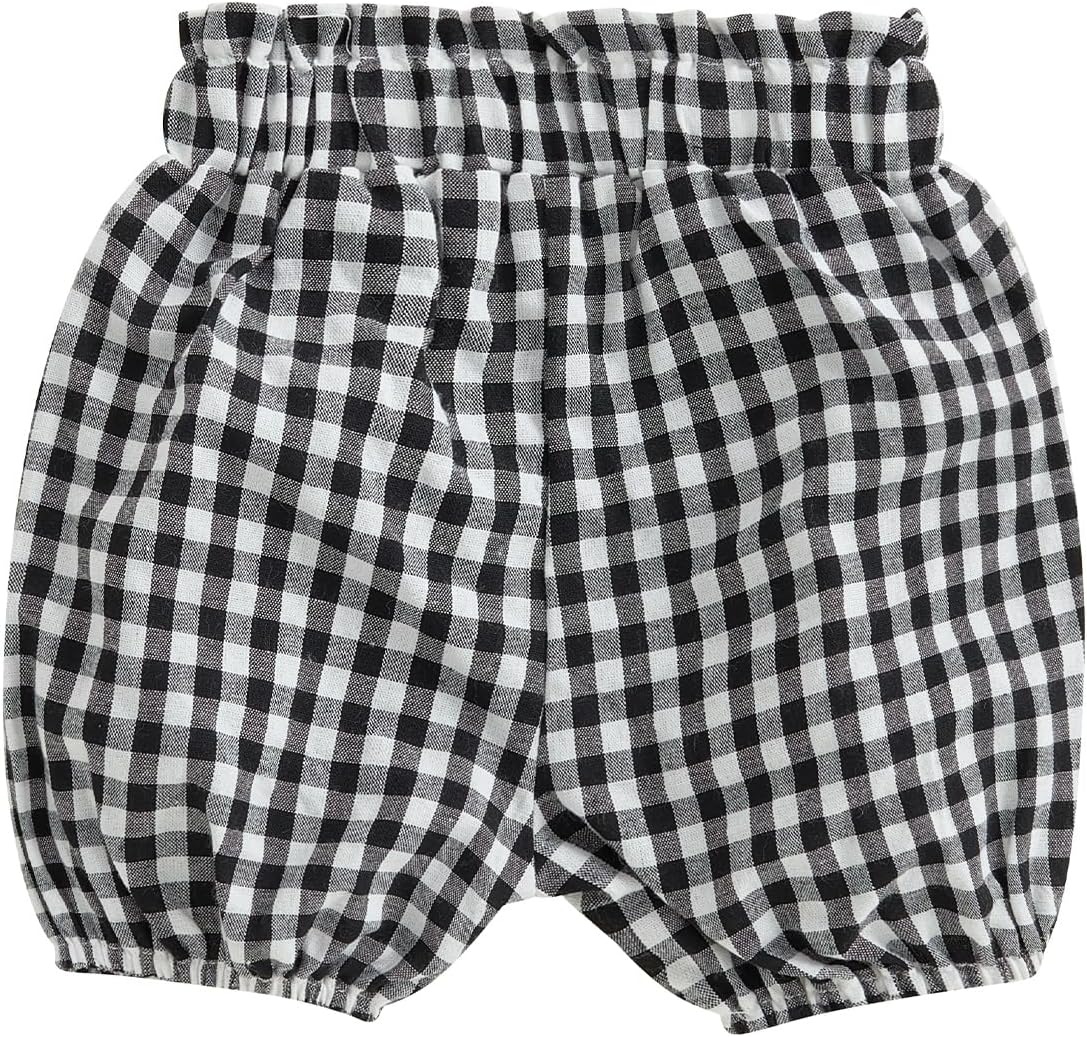 Emmababy Baby Girls Plaid Ruffle Shorts Diaper Covers and Briefs