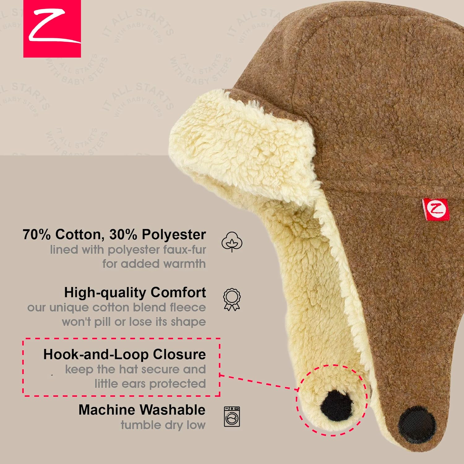 Zutano Cozie Fleece Unisex Toddler and Baby Trapper Hat