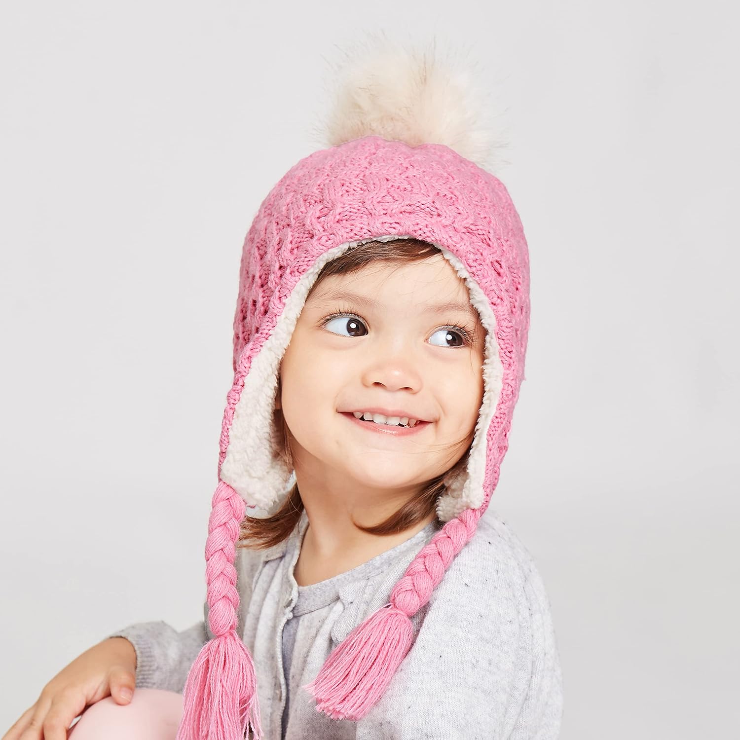 LANGZHEN Winter Fleece Beanie for Toddler Kids