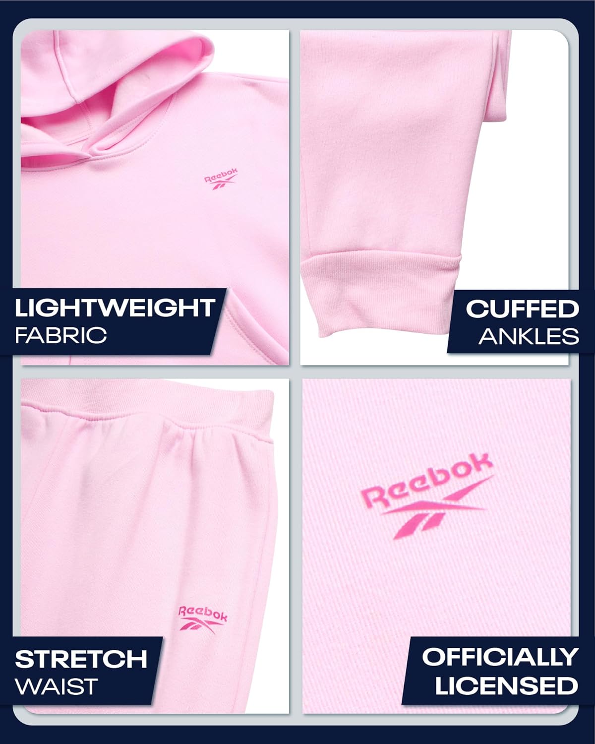 Reebok Girls Jogger Set 2 Piece Hoodie and Sweatpants