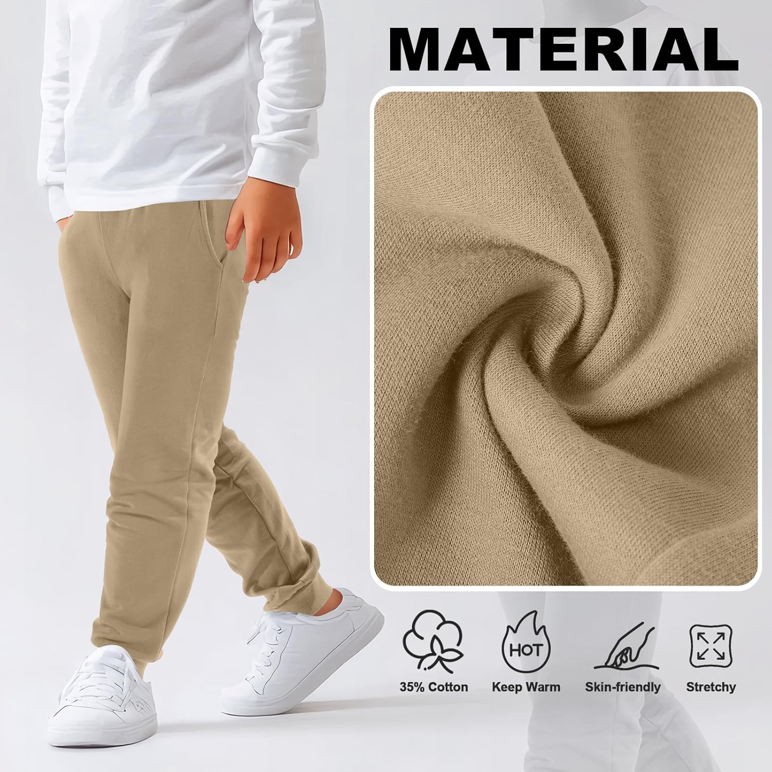 Silkfly 4-Pack Boys Girls sweatpants with pockets for kids