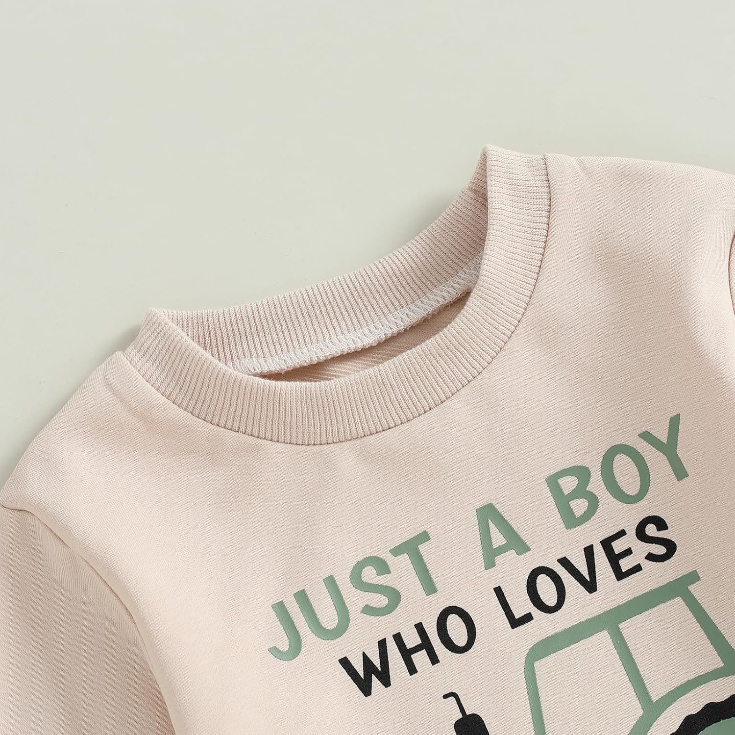 2Pcs Baby Boy Farm Outfit Long Sleeve Tractor Print Sweatshirt Pants Set