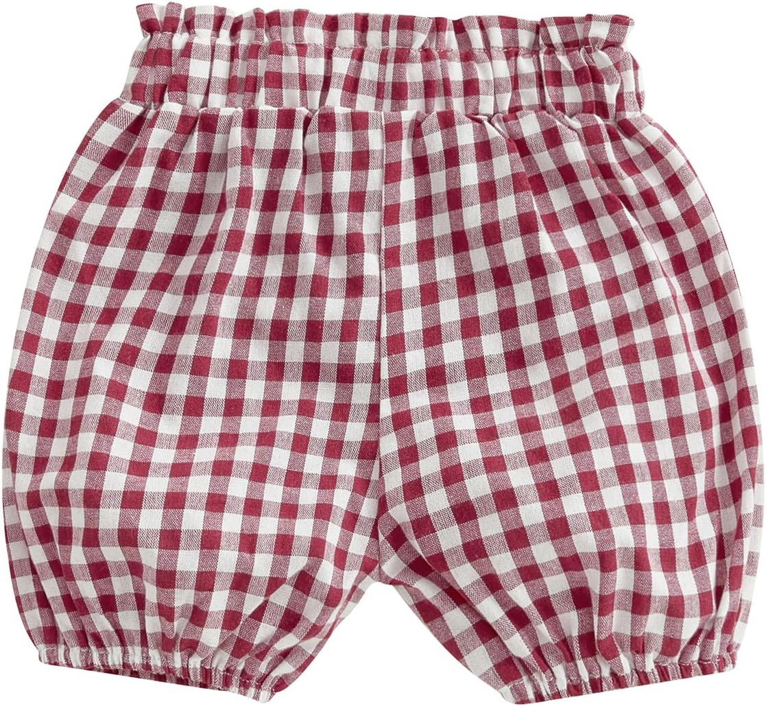 Emmababy Plaid Ruffle Blocked Shorts for Baby Pieced Elastic Waist Design