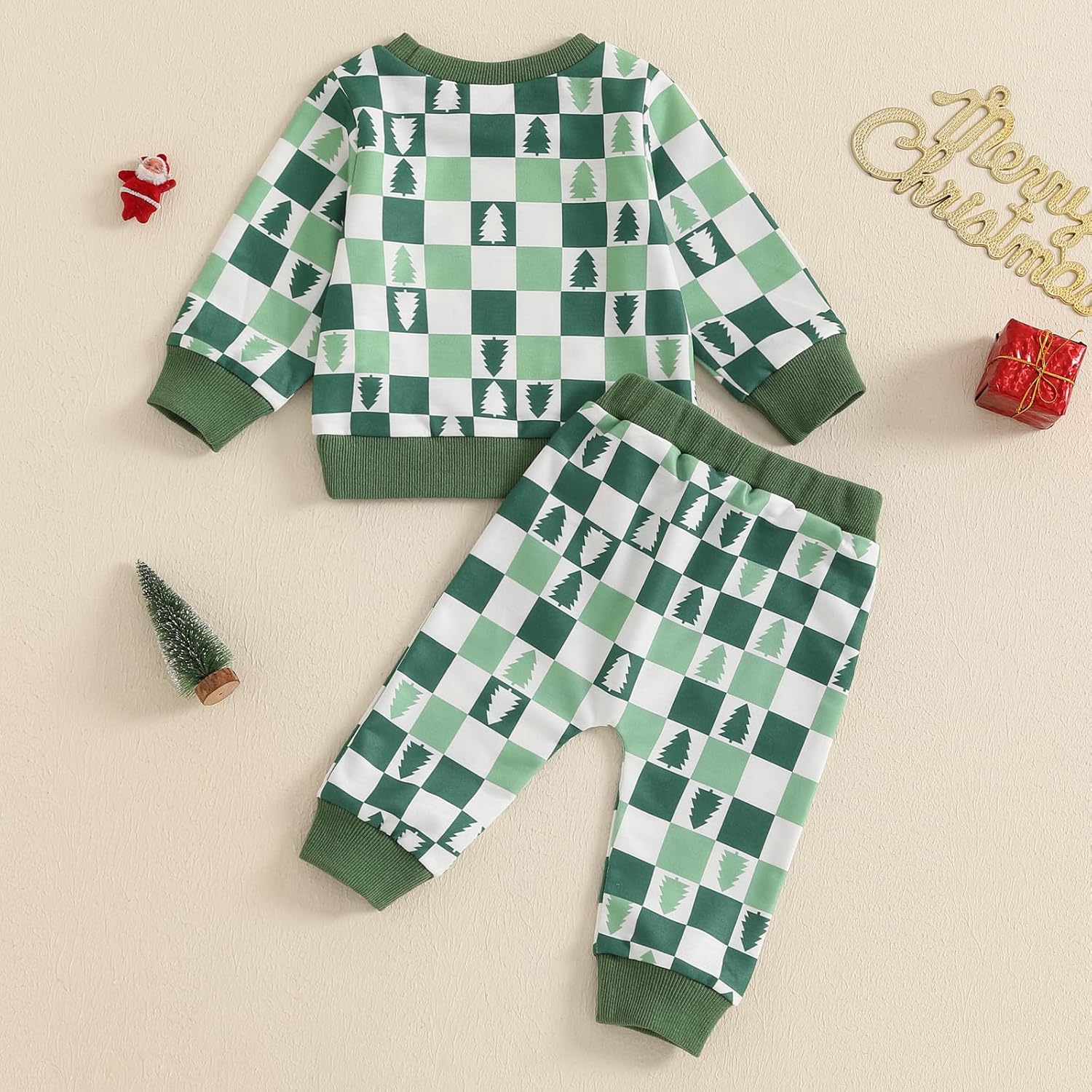 Hnyenmcko Christmas Baby Boys Set Stretchy Soft Santa Print