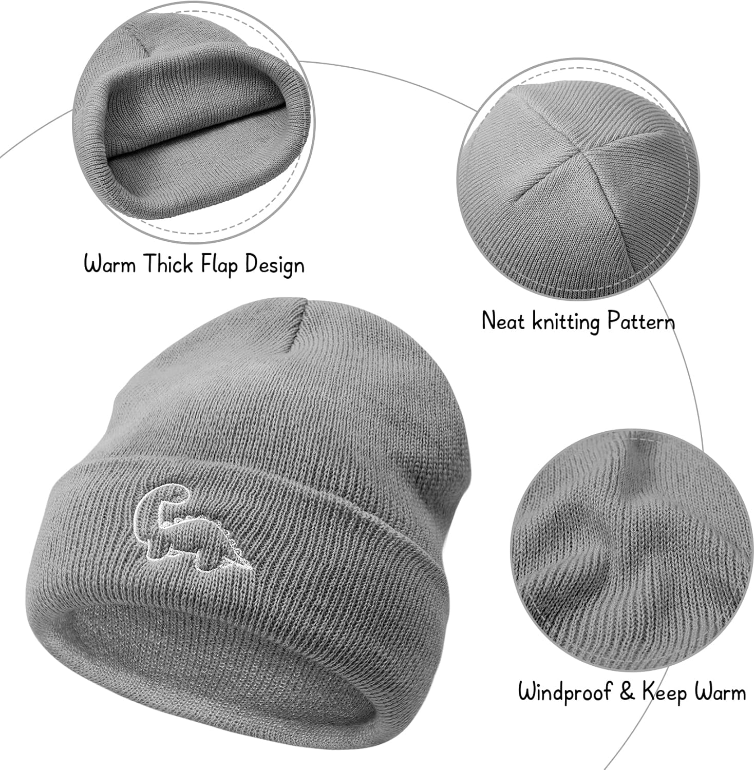 Cute Warm Dinosaur Toddler Beanie 3-Pack