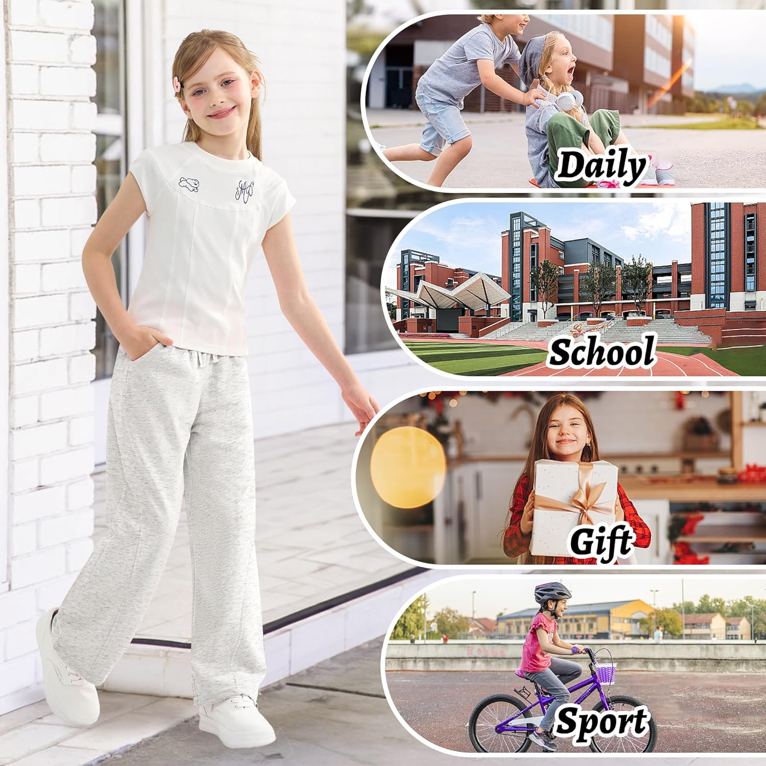 Comfy Wide Leg Sweatpants For Girls