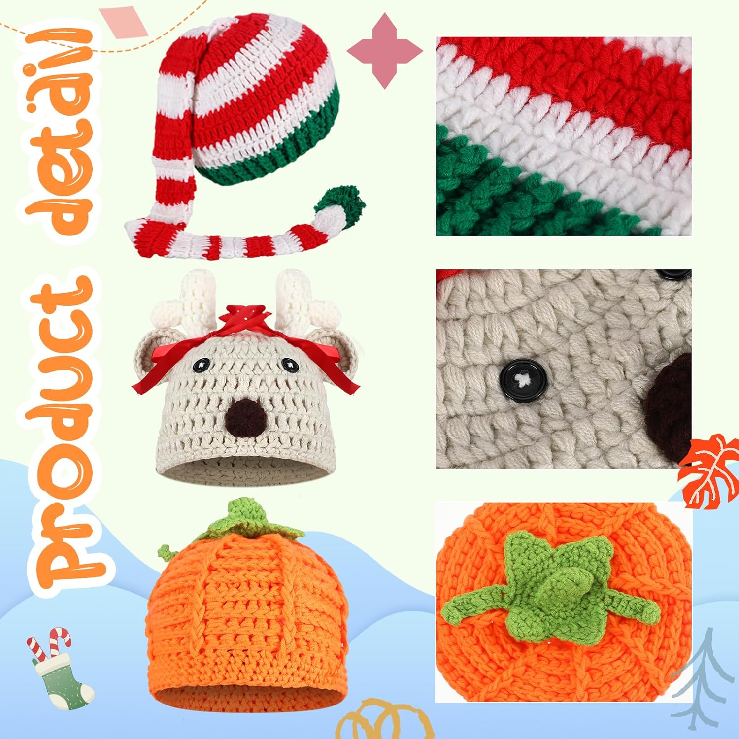 6-Piece Halloween Baby Crochet Beanie Set