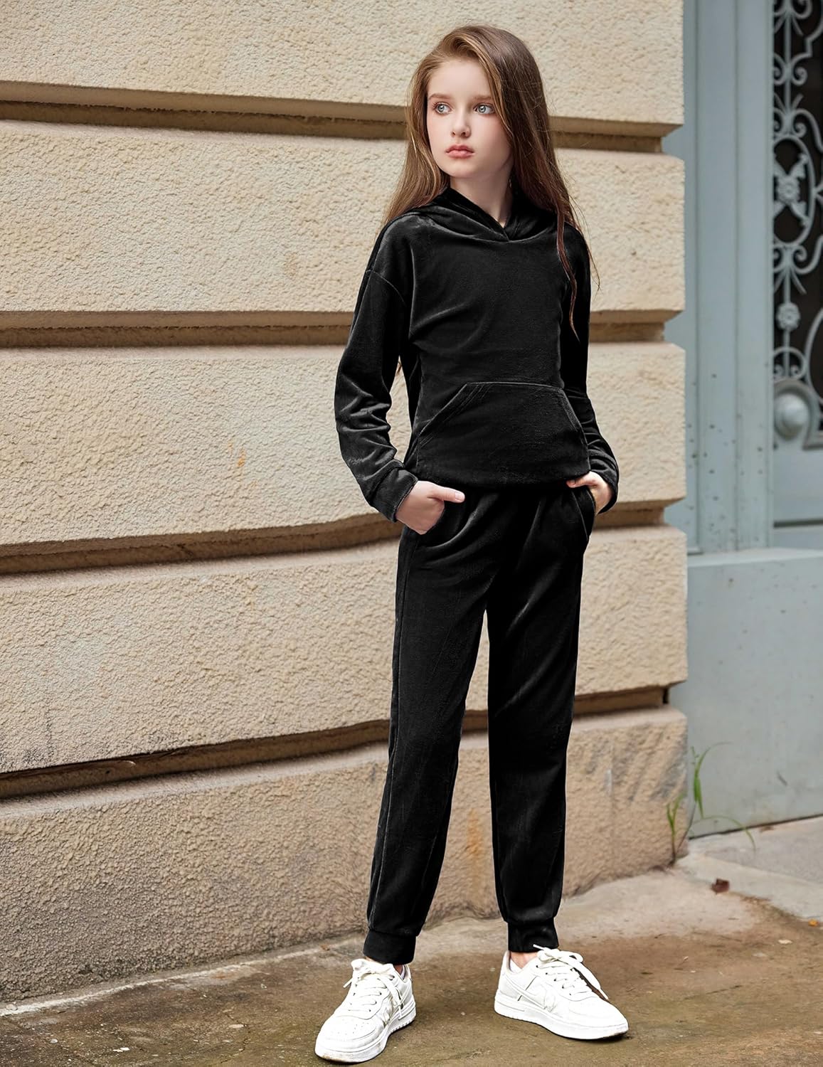 Perfect 2-Piece Girls athletic tracksuit set Velour Hoodies Joggers