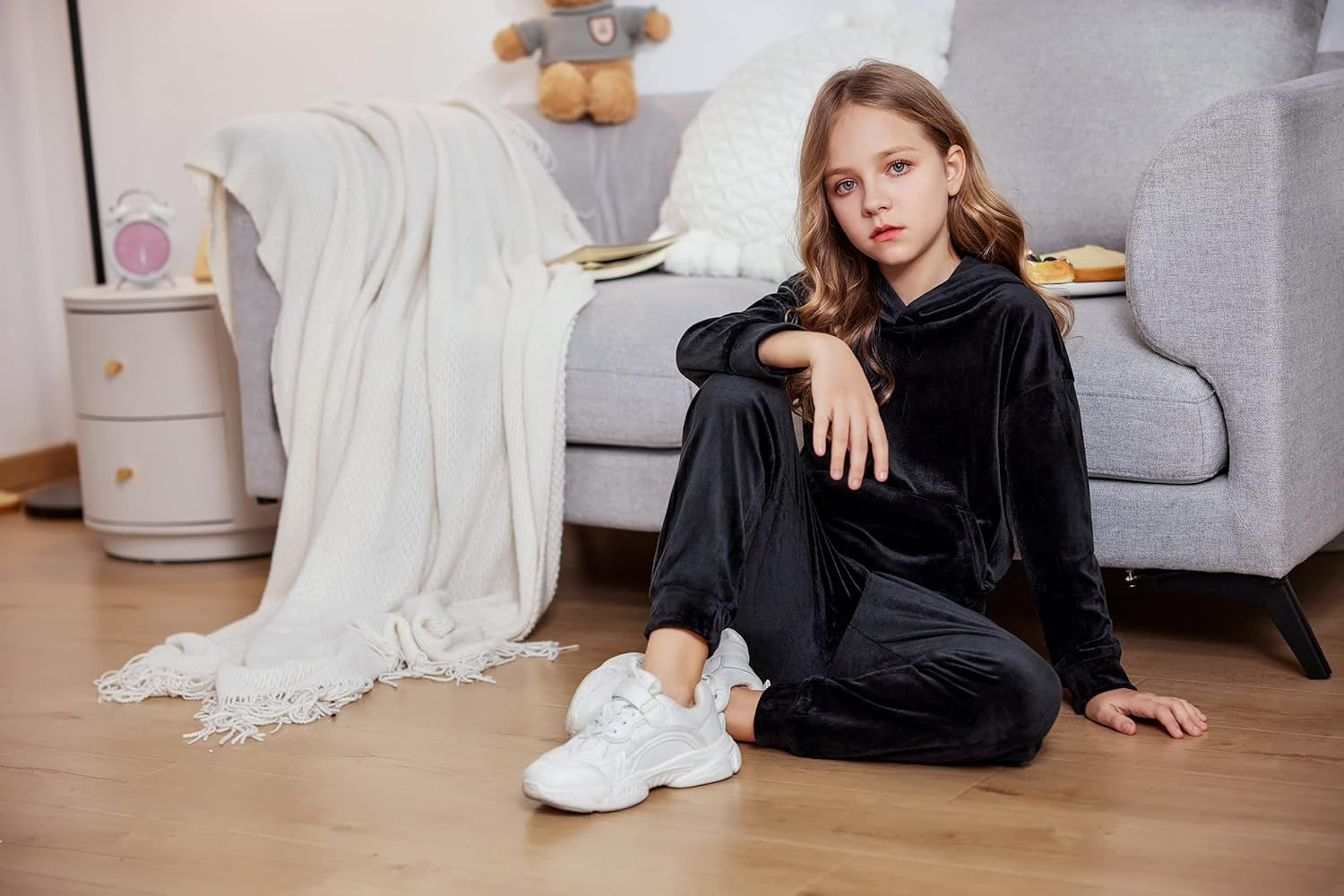 Perfect 2-Piece Girls athletic tracksuit set Velour Hoodies Joggers