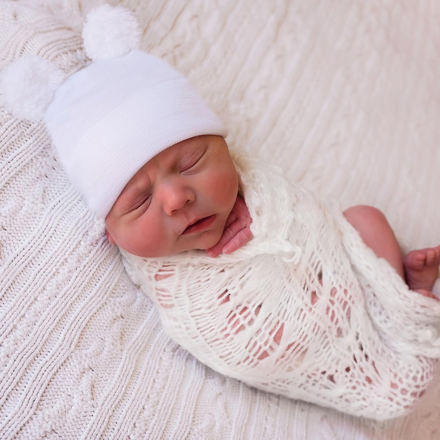 Personalized Newborn Bear Heart Hat with Fuzzy Ears - Cozy Baby Keepake
