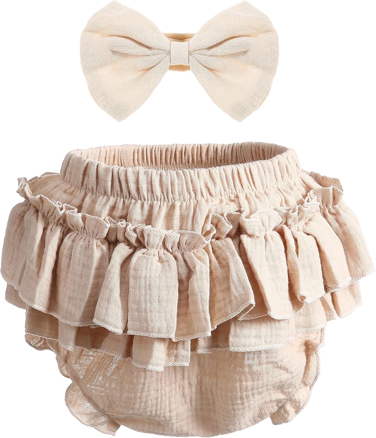 100 Cotton Ruffle Diaper Covers Headband Set for Babies