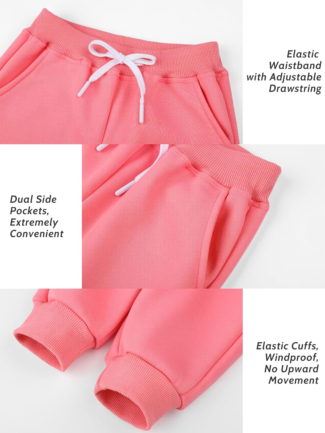 Resinta 3 Pack Toddler and Baby Girls Fleece Sweatpants for Girls